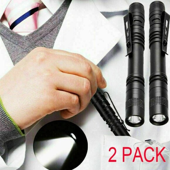 2x Tactical Flashlight Small LED Torch Light Mini Super Bright Penlight - Picture 2 of 7
